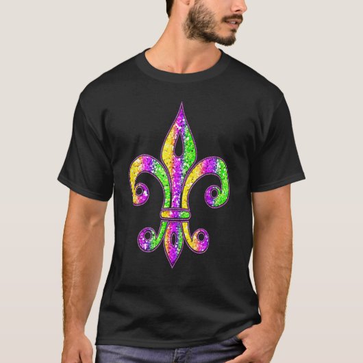 T-shirt Fleur De Lis Mardi Gras Symbole Costume Carnaval P (Devant)