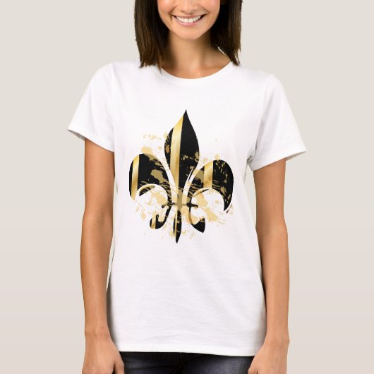 T-shirt Fleur de Lis noir et or (Devant)