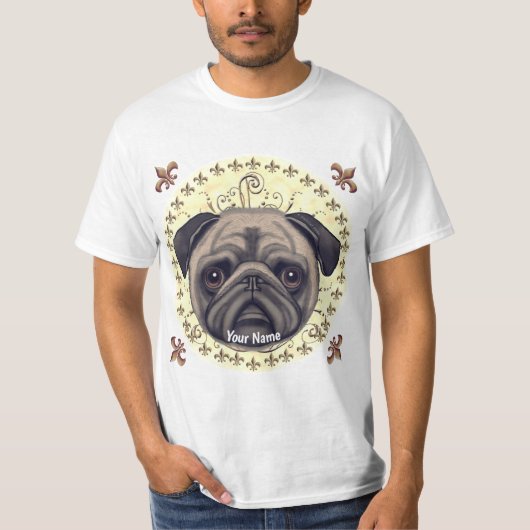 T-shirt Fleur De Lis Pug (Devant)