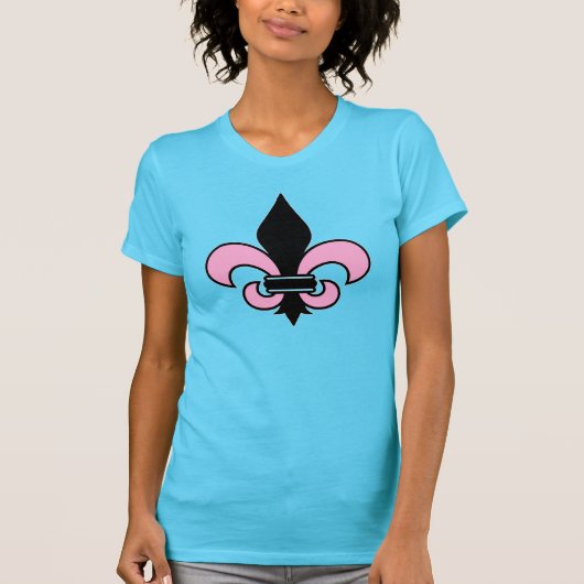 T-shirt Fleur de Lis rose et noir (Devant)