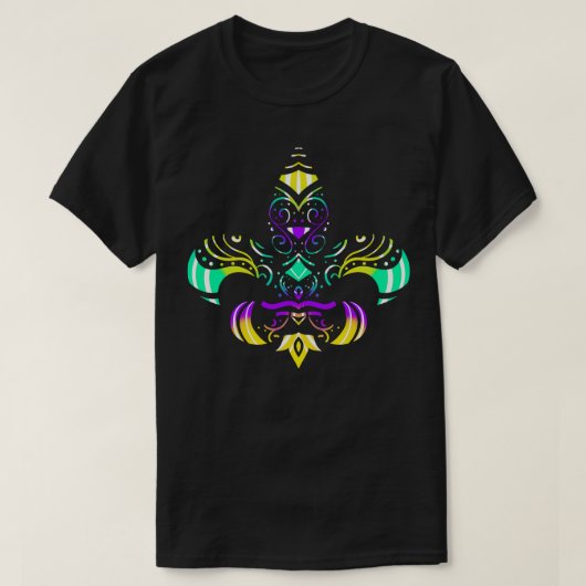 T-shirt Fleur De Lis, Vert Violet Et Doré (Design devant)