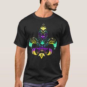 T-shirt Fleur De Lis, Vert Violet Et Doré