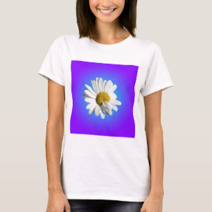 T-shirt Fleur de marguerite blanche dégradé floral bleu vi
