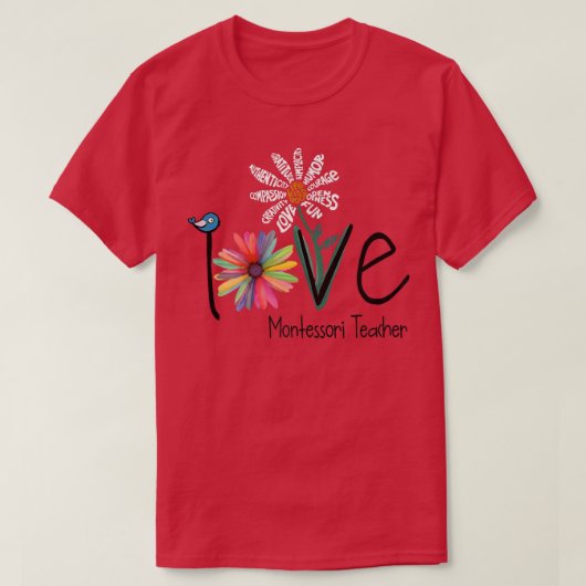 T-shirt Fleur de marguerite Montessori Enseignante (Design devant)