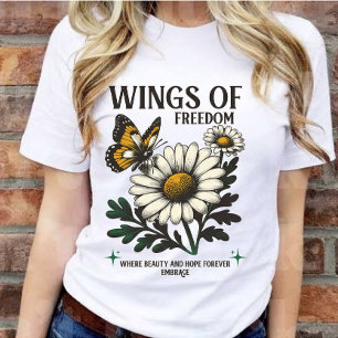 T-shirt Fleur de marguerite papillon aux ailes vintage de