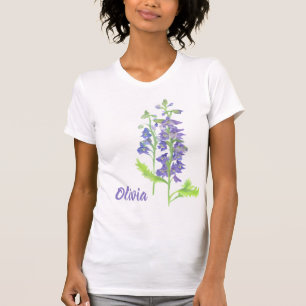 T-shirt Fleur de naissance juillet Larkspur Aquarelle T-sh