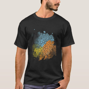 T-shirt Fleur de Paix coloré Mandala motif floral blanc