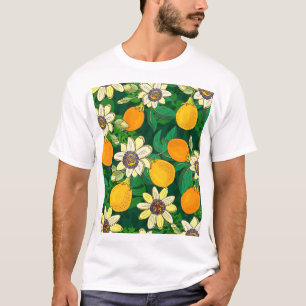 T-shirt Fleur de Passionflower : Arrière - plan noir Vinta