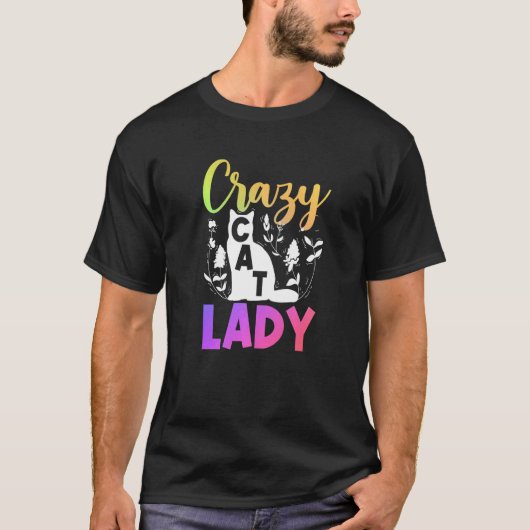 T-shirt Fleur de propriétaire de chat Crazy Cat Lady (Devant)