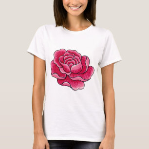 T-shirt Fleur de rose rose à l'aquarelle