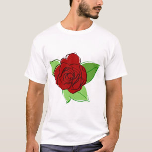 T-shirt Fleur de rose rouge rose Flore verte Feuille Natur