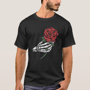 T-shirt Fleur de rose rouge squelette