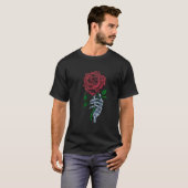 T-shirt Fleur de rose rouge squelette (Devant entier)