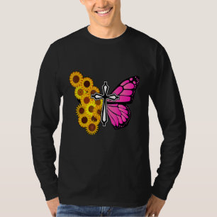 T-shirt Fleur de soleil à papillon jaune Foi chrétienne