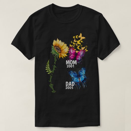 T-shirt Fleur de soleil et papillon Mémorial de famille (Design devant)