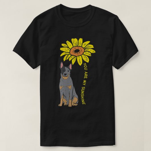 T-shirt Fleur de soleil Fleur de soleil Heeler animal bleu (Design devant)