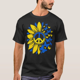 T-shirt Fleur de soleil pour femmes Ukraine drapeau ukrain