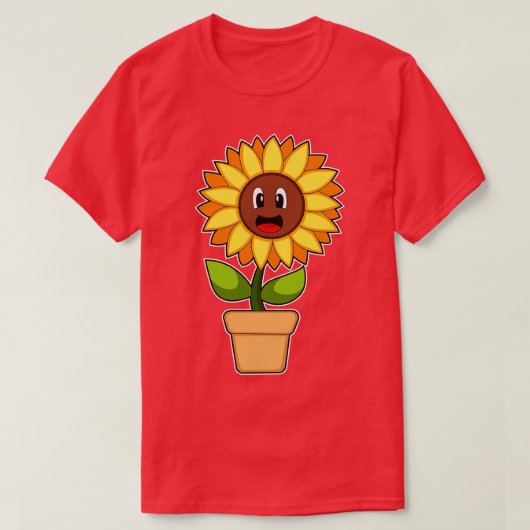 T-shirt Fleur de tournesol en pot plante (Design devant)