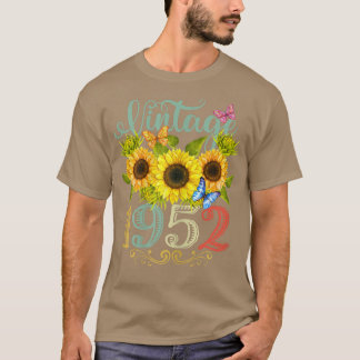 T-shirt Fleur de tournesol Fleur de papillon Vintage 1952 