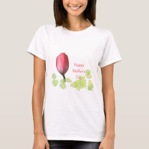 T-shirt fleur de tulipe rouge, jour de mère heureuse