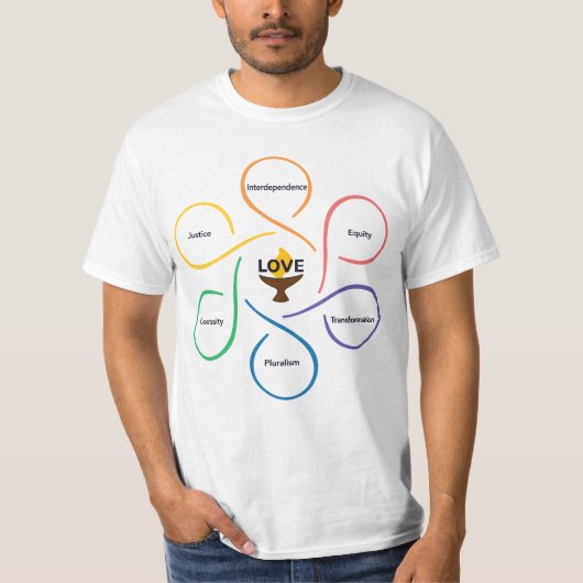 T-shirt Fleur de valeurs partagées unitaires UUA (Devant)