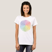T-shirt "Fleur de vie" géométrique - couleurs arc-en-ciel  (Devant entier)