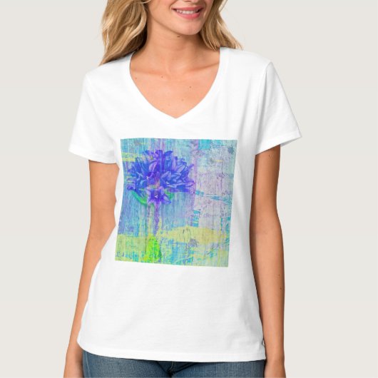T-shirt Fleur de violet bleu (Devant)