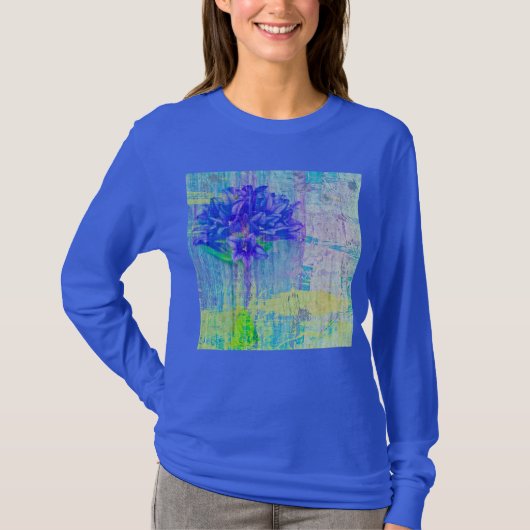 T-shirt Fleur de violet bleu (Devant)