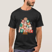 T-shirt Fleur de visage Retro Noël Arbre sourire Lumière (Devant)
