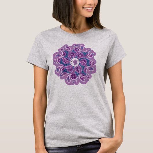 T-shirt Fleur & denim violet et bleu design top (Devant)