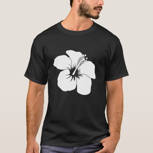 T-shirt Fleur d'Hibiscus d'Hawaii blanc (Devant)
