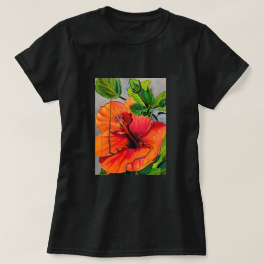 T-shirt Fleur d'Hibiscus du néon tropical (Design devant)