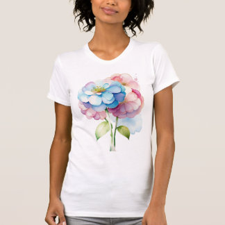 T-shirt Fleur d'Hydrangea dans le style Aquarelle