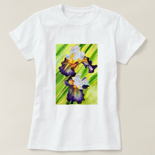 T-shirt Fleur d'iris floral aquarelle (Design devant)