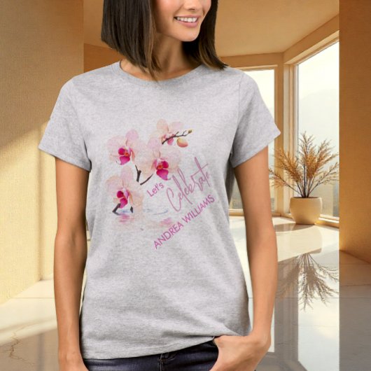 T-shirt Fleur d'orchidée fleurs 60e Anniversaire Nom T-shi