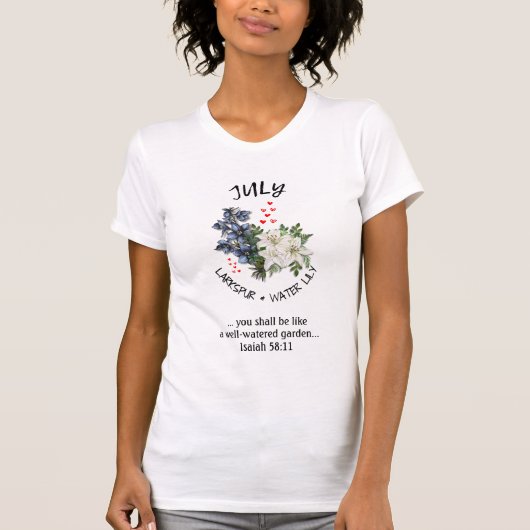 T-shirt Fleur du mois de naissance JUILLET Personnalisable (Devant)