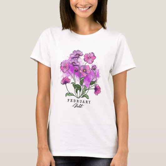 T-shirt Fleur du mois de naissance Né en février Fleurs vi (Devant)
