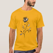 T-shirt Fleur Élégante En Jaune Et Gris (Devant)