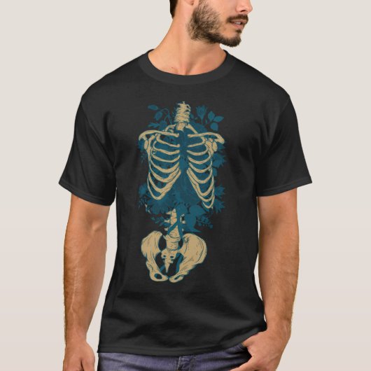 T-shirt Fleur Et Os Gothiques (Devant)