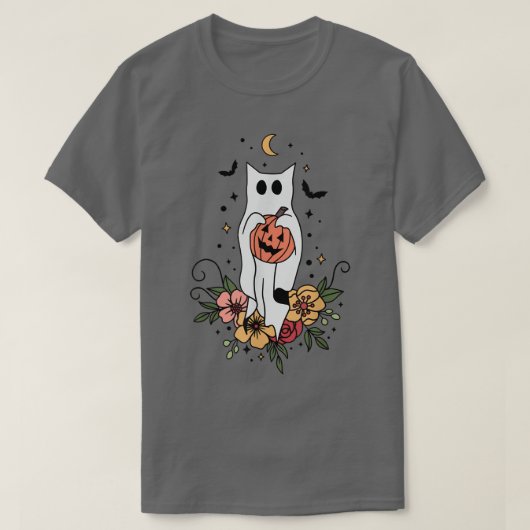 T-shirt Fleur Fantôme Floral Halloween Saison Éffrayante F (Design devant)