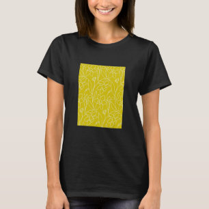 T-shirt Fleur Feuille de la ligne moderne Boho Lime Jaune