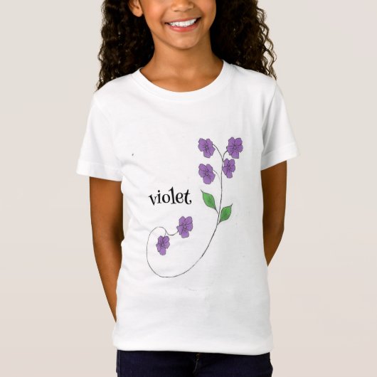 T-Shirt Fleur Fille Violet (Devant)