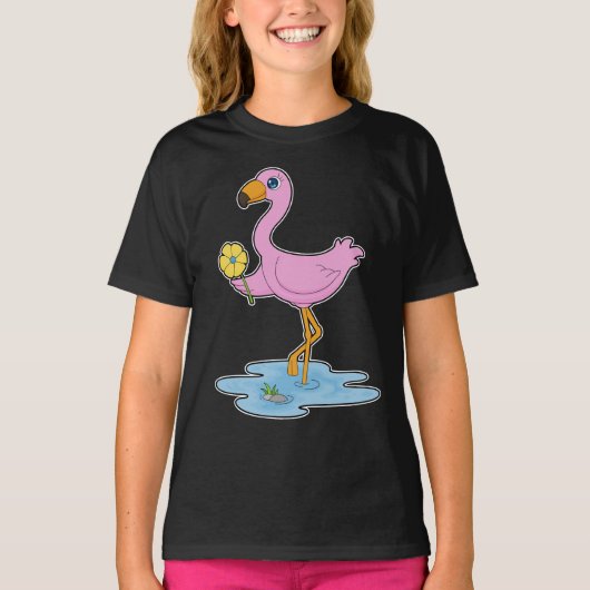 T-shirt Fleur Flamant rose (Devant)