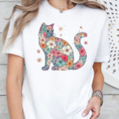 T-shirt Fleur Fleur Chat, Fleurs et Chat, Fleurs, Chat