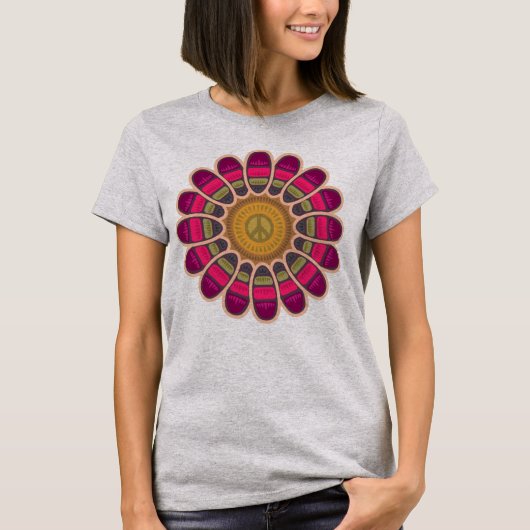 T-shirt Fleur Hippie Paix (Devant)