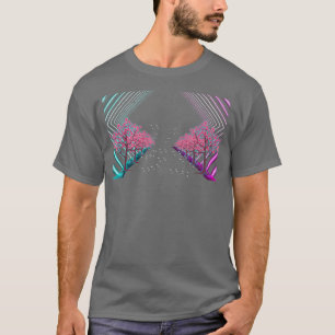 T-shirt Fleur japonaise des années 80 Sakura Tree Vaporwav
