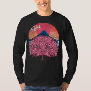 T-shirt Fleur japonaise rose Sakura Mountain Sunset Cherch
