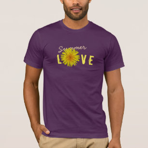T-shirt Fleur jaune heureuse d'amour d'été toutes les