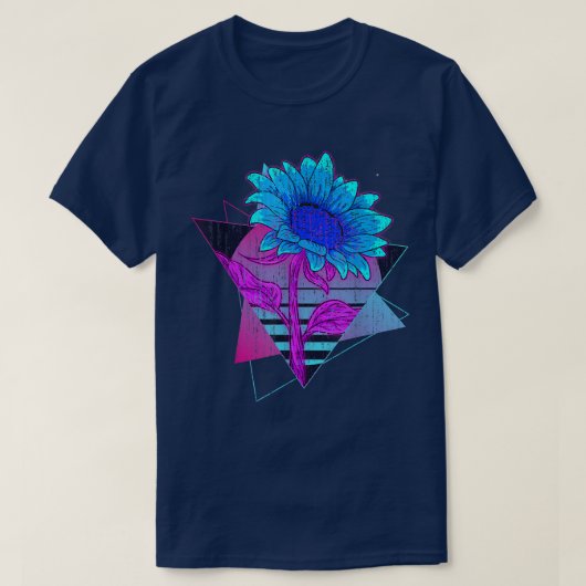 T-shirt Fleur Jaune Synthwave Rétro Vaporwave Su (Design devant)