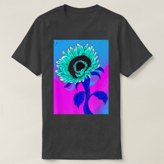 T-shirt Fleur Jaune Synthwave Rétro Vaporwave Sunflower  (Design devant)
